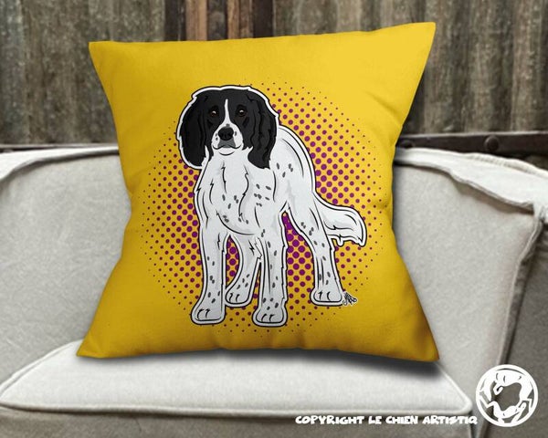 Working English Cocker Spaniel ! kussen COMIC stijl ! 4 kleurslagen ! achtergrond kleur naar keuze !