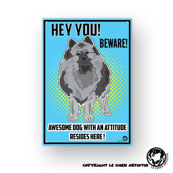 Grote Keeshond Wolfsgrijs ! waakbord COMIC !