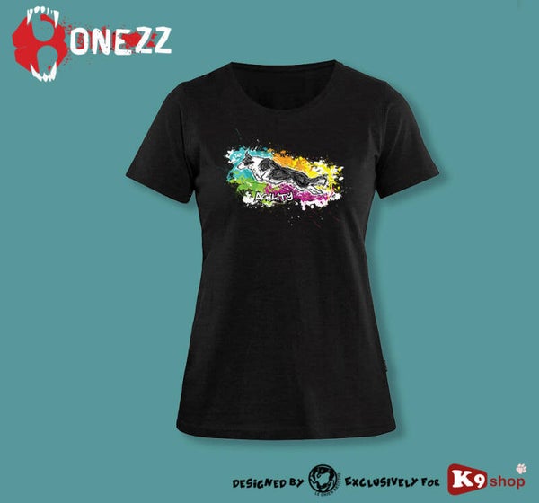 Border Collie Agility ! "Graffiti" T-shirt Bonezz > Dames of Unisex model