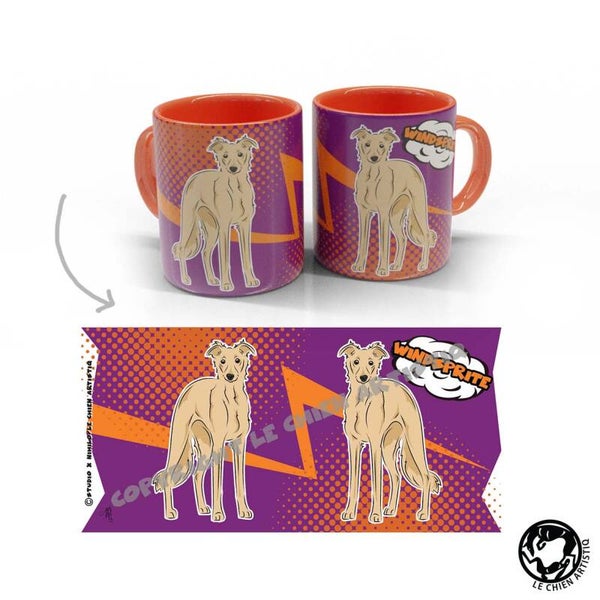 Windsprite COMIC stijl paars/oranje beker!