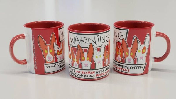 Podenco Ibicenco ! ochtendhumeur beker ;-) rood Angry Dogs serie