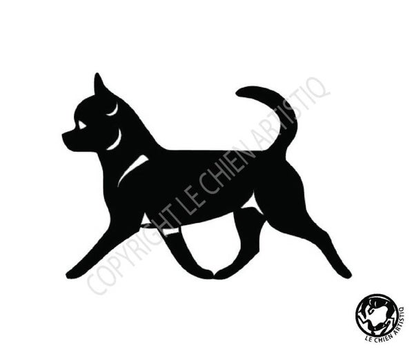 Chihuahua kortharig ! vinyl sticker