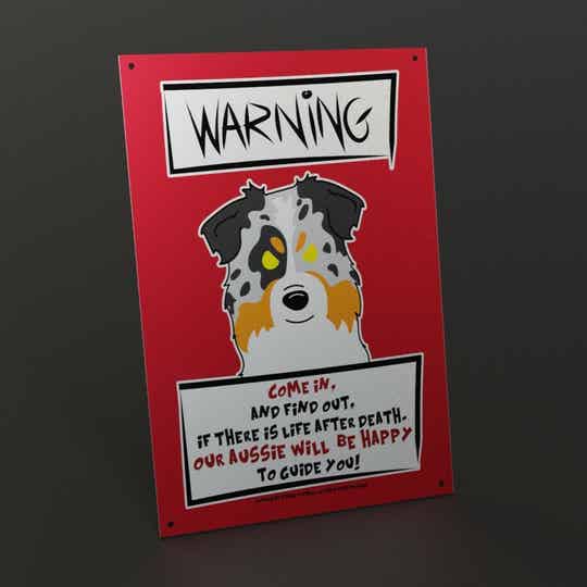 Australian Shepherd diverse kleurslagen ! waakbord ANGRY DOGS serie, PERSONALISEERBAAR !