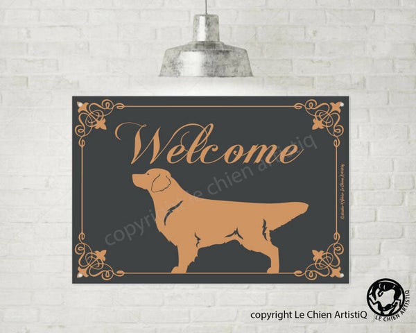 Golden Retriever ! silhouet lijn welkom bord , kies uit vier kleuren !