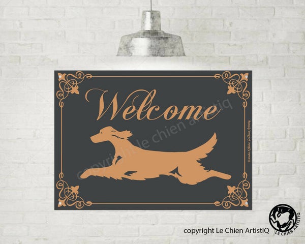 Ierse Setter ! silhouet lijn welkom bord , kies uit vier kleuren !