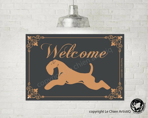 Kerry Blue Terrier ! silhouet lijn welkom bord , kies uit vier kleuren !