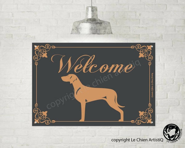 Weimaraner !  silhouet lijn welkom bord , kies uit vier kleuren !