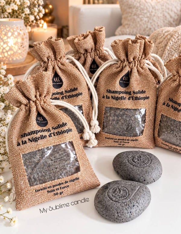 💚 Shampoing Solide à la Nigelle d’Éthiopie – Traitement Réparateur et Revitalisant du Cuir Chevelu – 60g – Wadi Shibam 💚