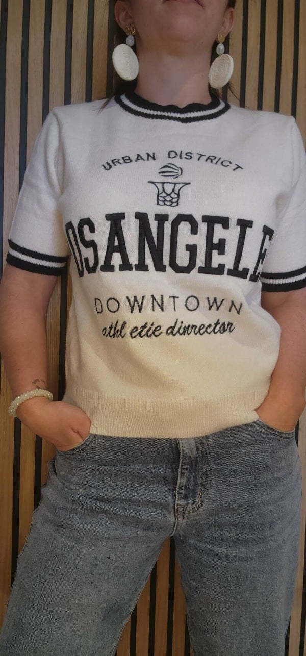 Pull manche courte Los Angeles noir