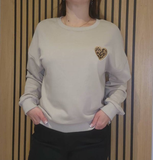 Pull coeur Beige  Leopard