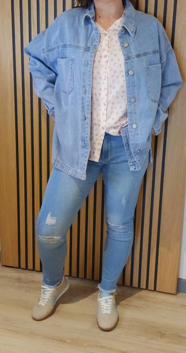 Jeans  bleu clair déchiré coupe Slim
