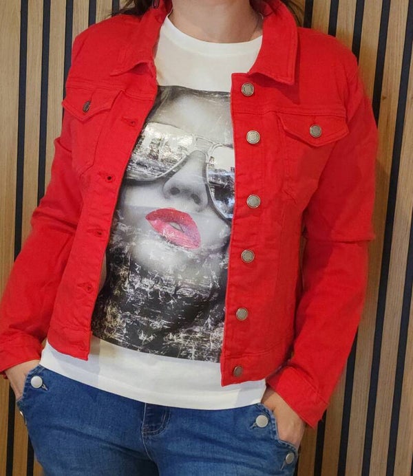 Veste jeans rouge