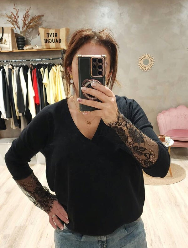 Pull col V noir