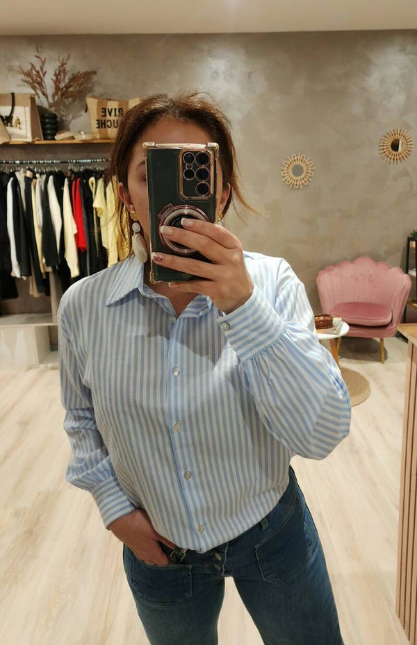 Chemise rayée bleu clair
