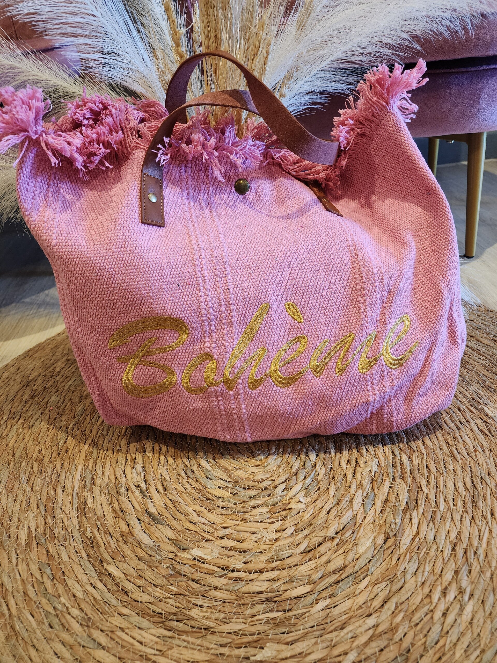 Sac toile Bohème Rose