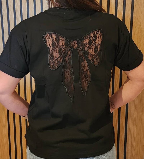 Tee shirt noeud dentelle dos