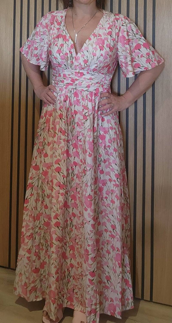 Robe longue rose