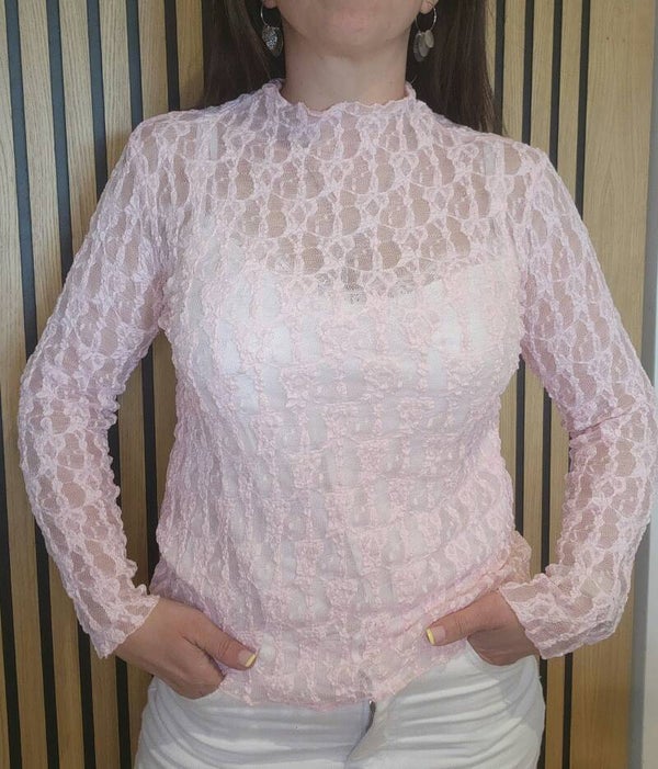 Top dentelle rose