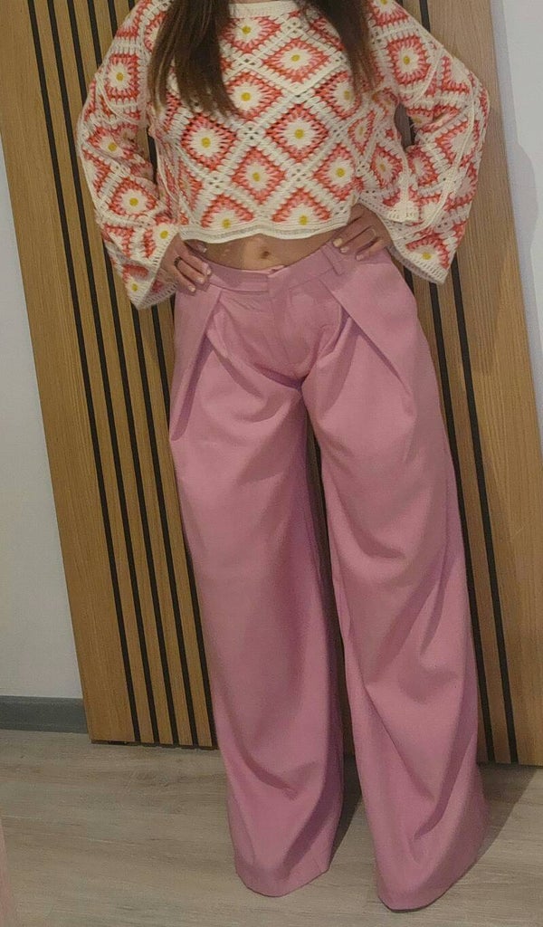 Pantalon large rose