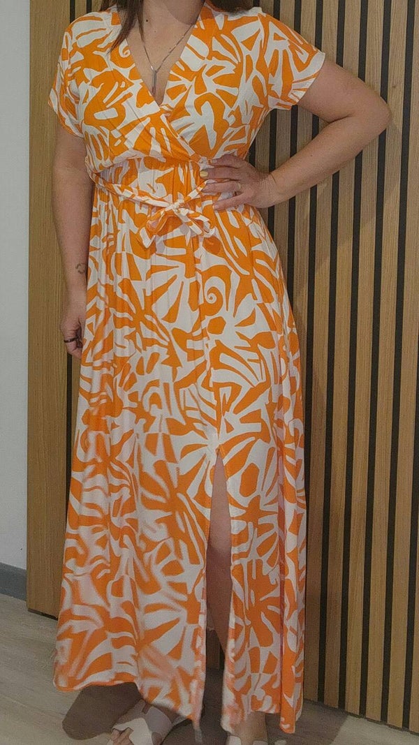 Robe  manche courte hawai orange