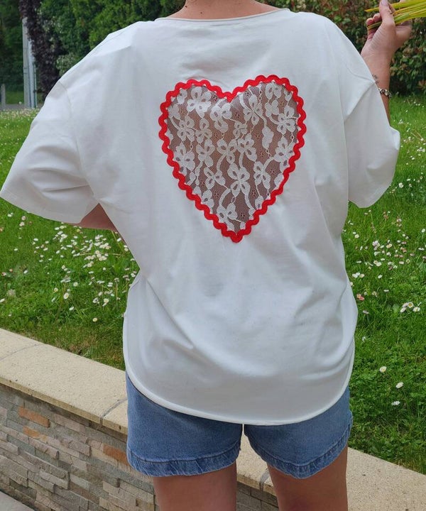 Tee Shirt Coeur Blanc