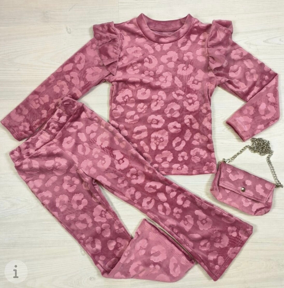 Trendy Leopard Flared Outfit Pink