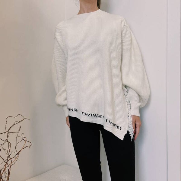 TWINSET FW '21: asymmetrische wollen ribtrui