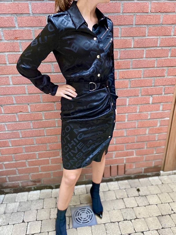 FW '20 Moschino Boutique: jurk in ton-sur-ton print
