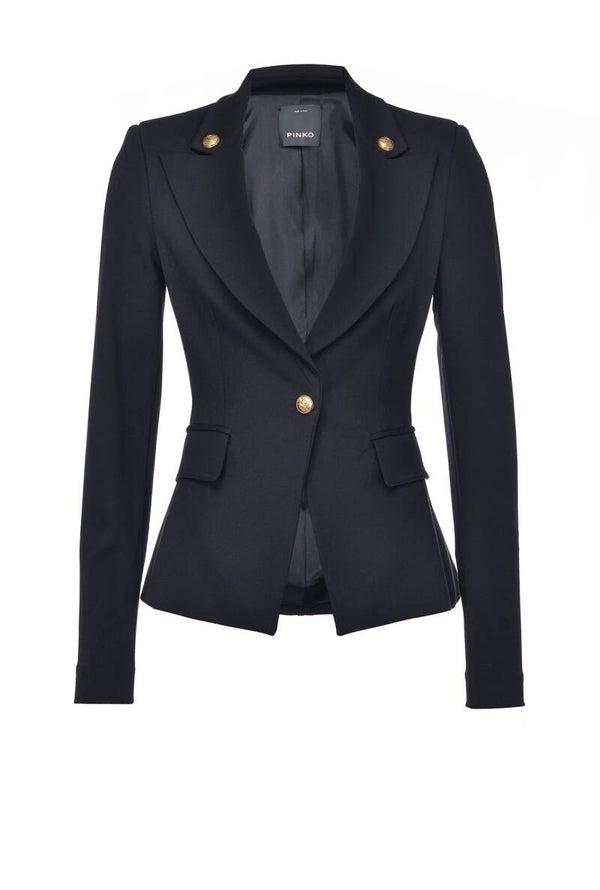 FW '20 Pinko: zwarte vest met gouden knopen