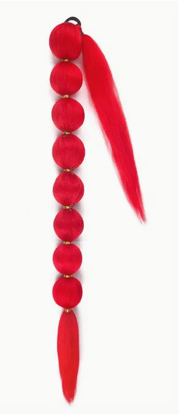 Red "34"" Chic Braided Bubble Ponytail Extension