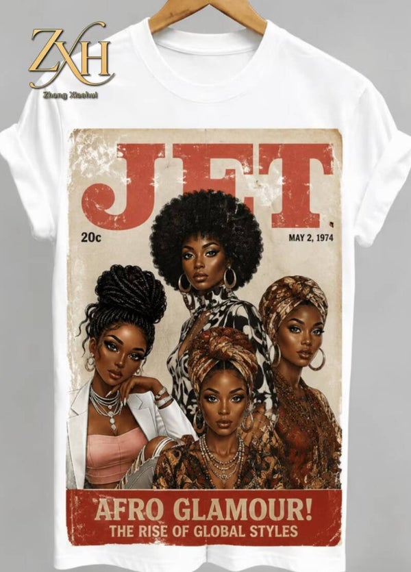 Jet Magazine Cover Afro Glamour Print T-Shirt