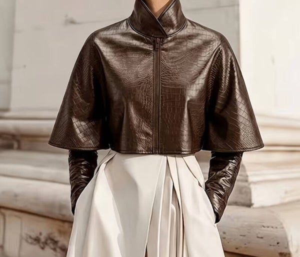 New Fashion Crocodile Pattern Shawl Long Sleeve Coat