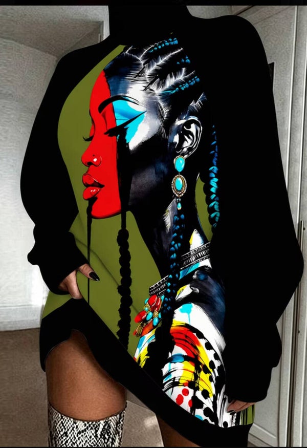 Digital Printing] African Tribal  Woman Women'S High Neck Sweatshirt