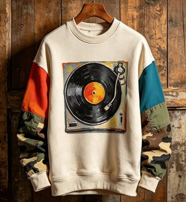 Men 3D crew neck turntable long sleeve