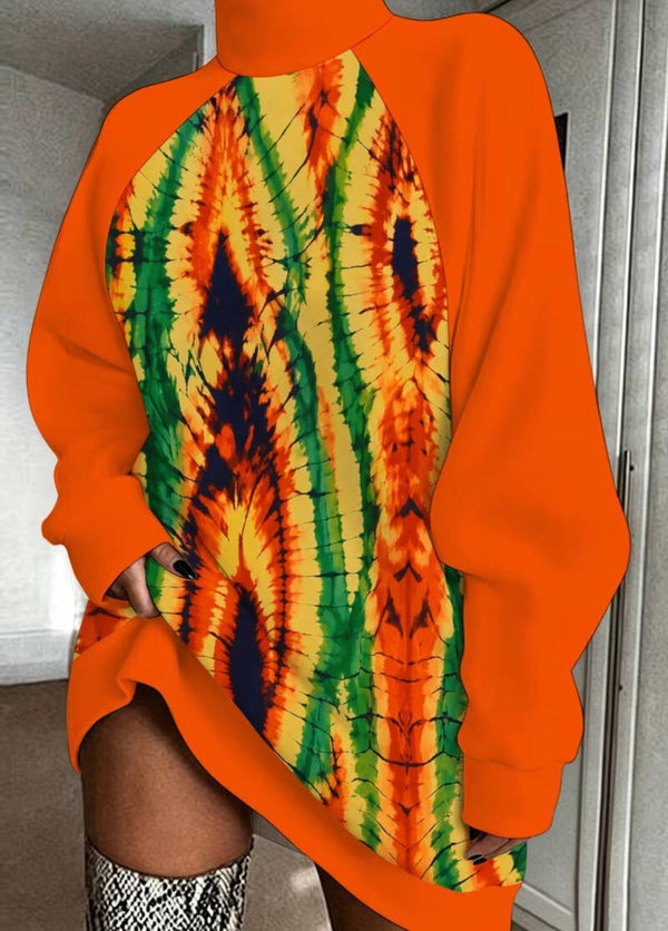 Tie dye pattern high neck sweatshirt