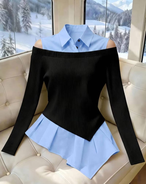 Shoulder top with lapel collar