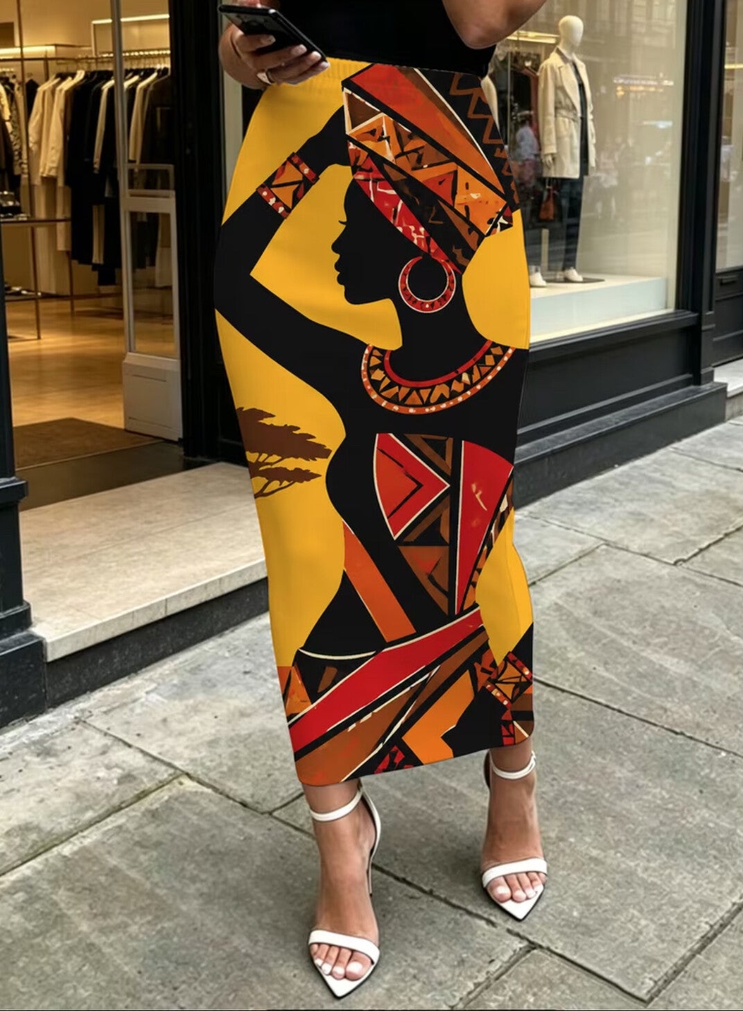 Tribal arts printed skirt