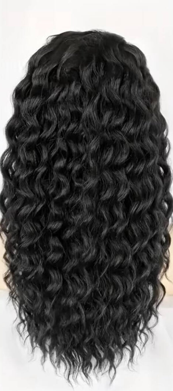 Synthetic long ago curly ponytail