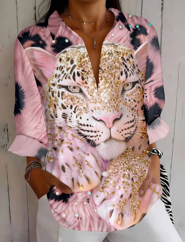 Long sleeve pink/leopard shirt