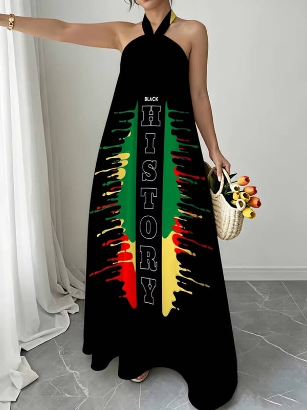 Black history month halter neck dress