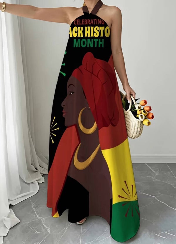 Black history month halter dress