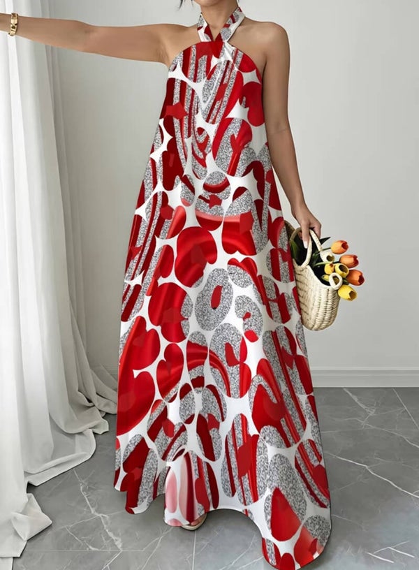 Abstract halter top dress