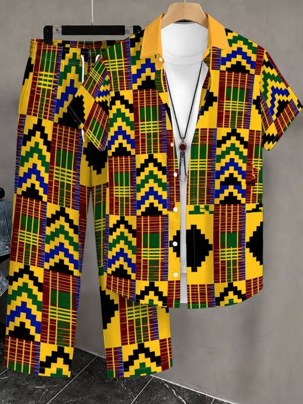Geometric long pant suit