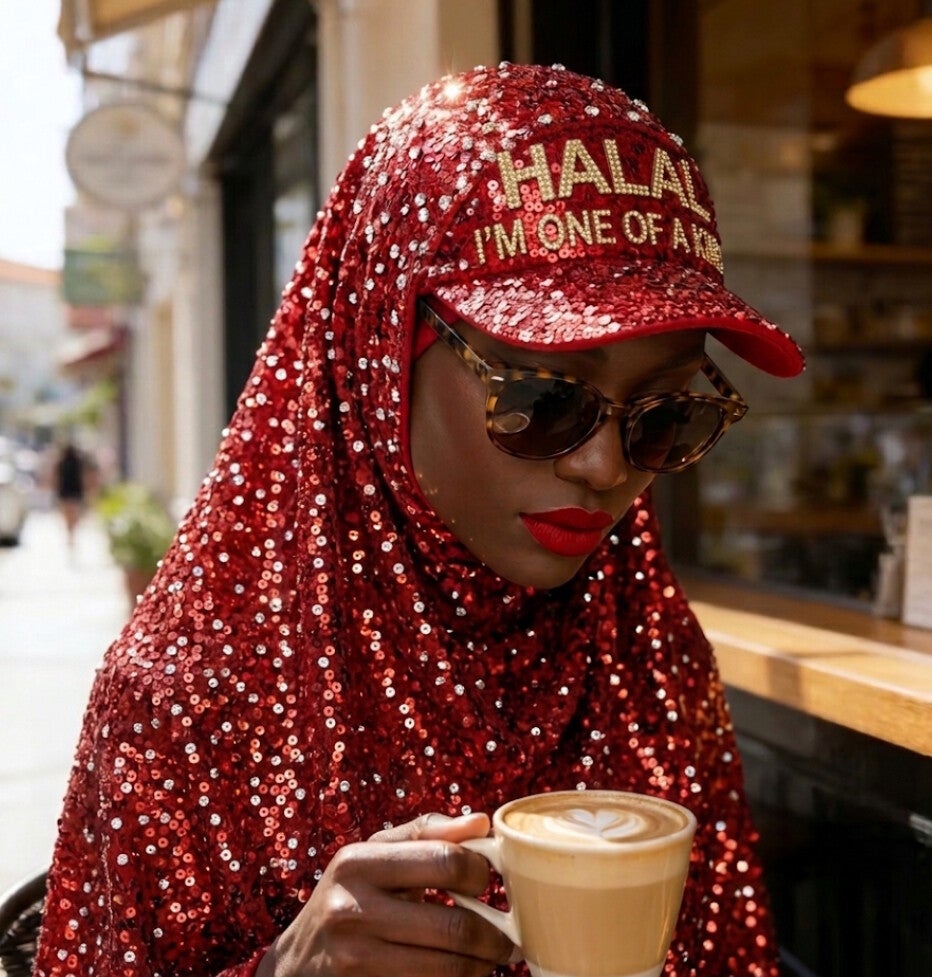 RED SEQUENCED -FULL COVER HIJAB