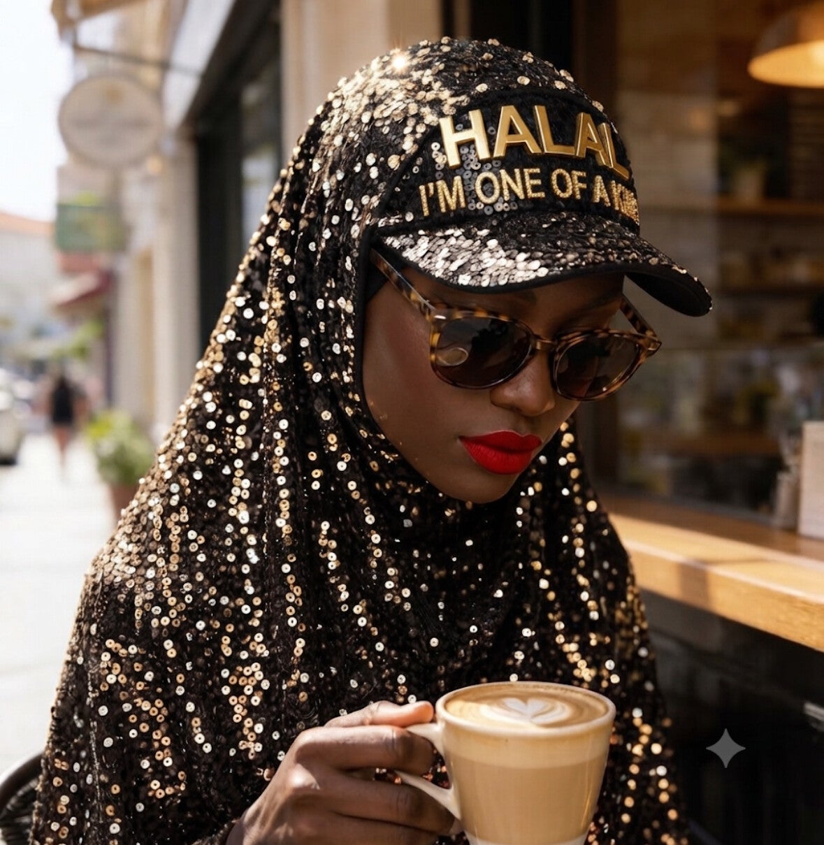 BLACK SEQUENCED HIJAB- FULL COVERING