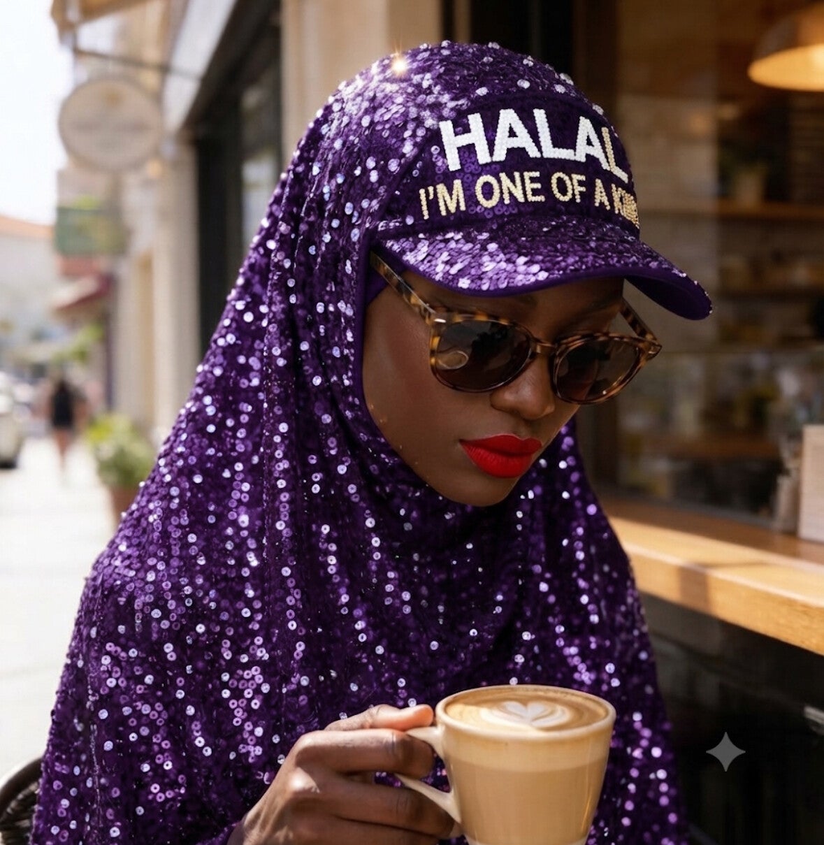 PURPLE SEQUENCED HIJAB-FULL COVERING