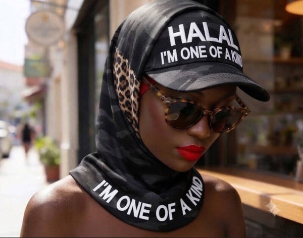 BLACK LEOPARD/ CAMO PRINTED NECK COVERING HIJAB