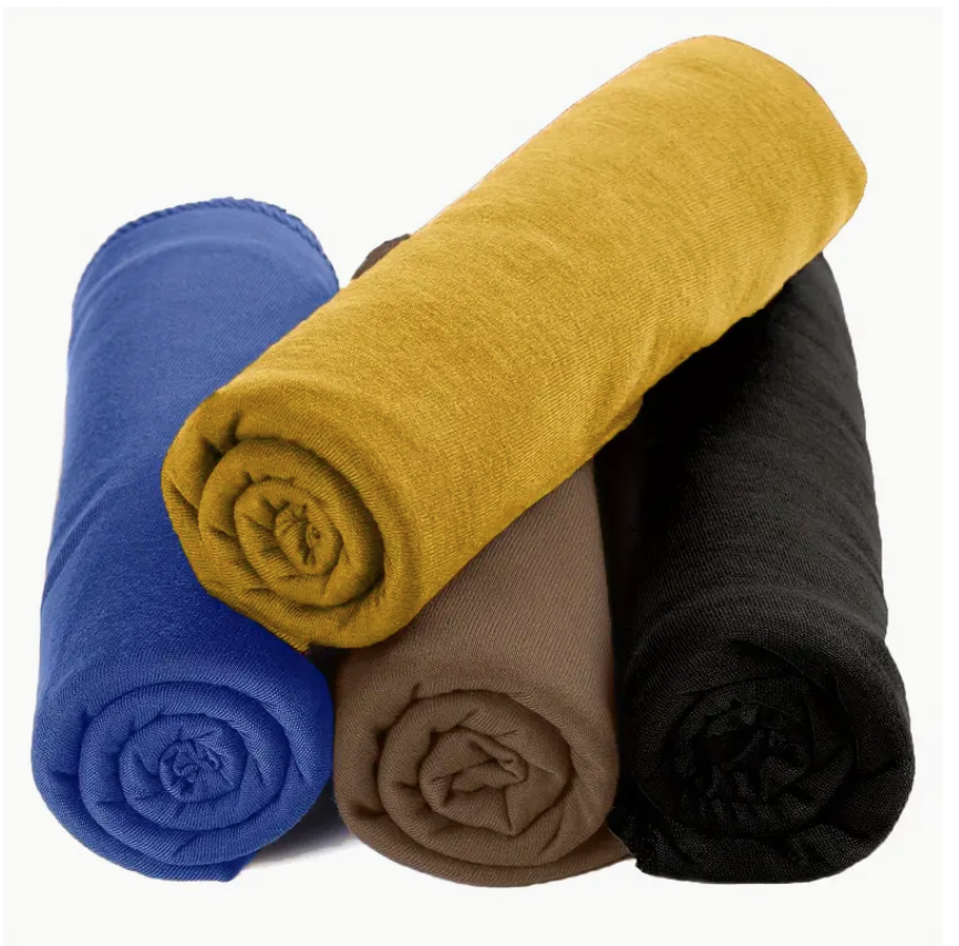 4PCS - Boho Chic Pleated Turban Mustard Mix