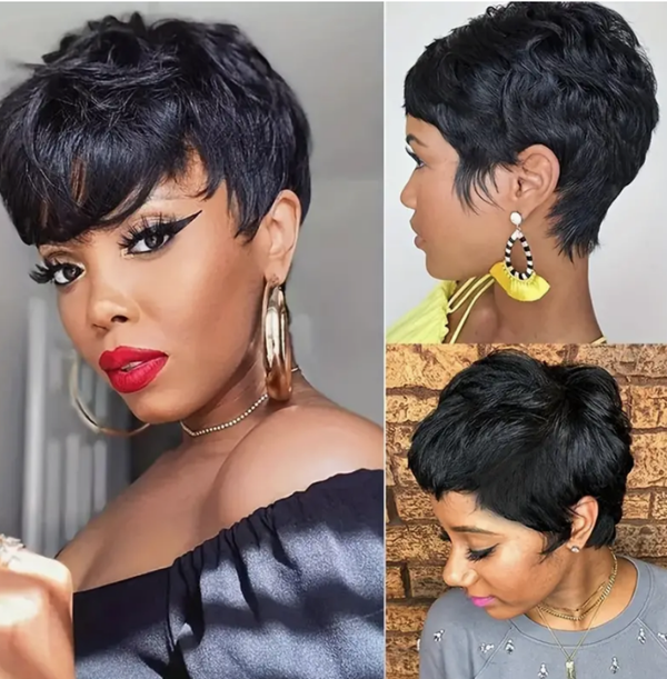 Short Straight Pixie Cut Human Hair Wigs