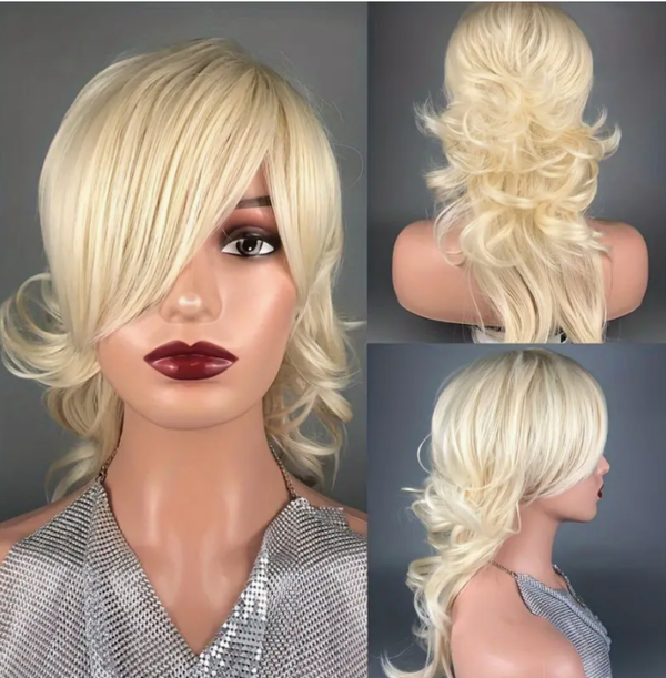 Long Wavy Wig With Bangs Synthetic